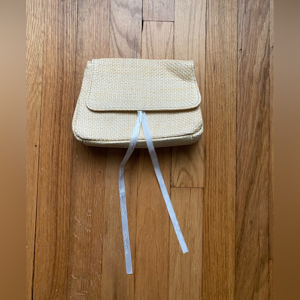 Oscar de la Renta Woven Straw Cosmetic Bag